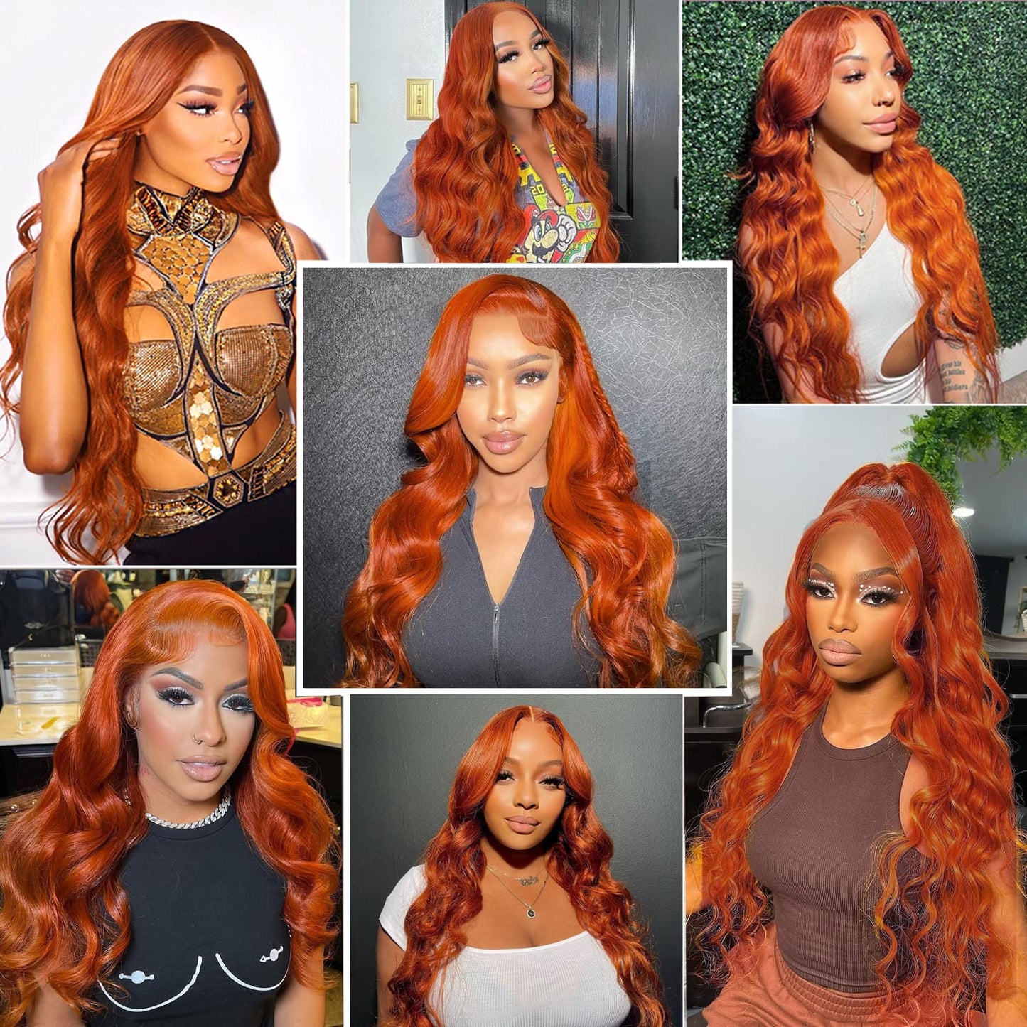 13x4 12A Ginger Bright Orange HD Transparent 180% Lace Front  Body Wave 100%Peruvian Virgin Hair