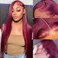 99j Reddish Burgundy 13x4 HD Lace Front Human Hair Wigs Straight 180% Density