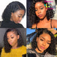 8A Short Curly (Deepwave)Bob Wigs Brazilian Virgin Human Hair Lace Front 13X4 Part 150% Density Pre