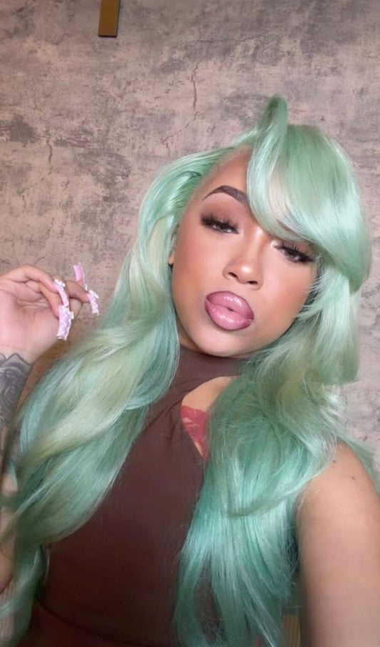 Mint Green Body Wave & Straight Wig | 13x6 HD Lace Front | 100% Virgin Human Hair | Pre-Plucked | Kimone's Hair Deluxe Kimone's Hair Deluxe