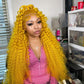 Bold Color | Yellow Deep Wave Wig | 13x6 HD Lace Front | 180% Density | 100% Human Hair | 20"-34"