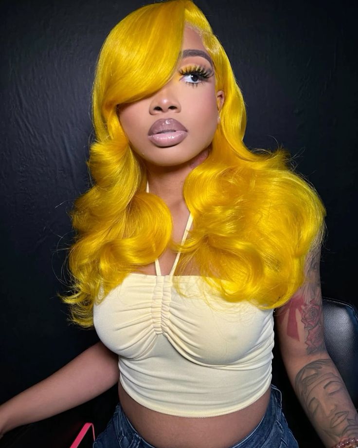 Yellow Body Wave & Straight Wig | 13x6 HD Lace Front | Virgin Human Hair | Pre-Plucked | Kimone's Hair Deluxe Kimone's Hair Deluxe