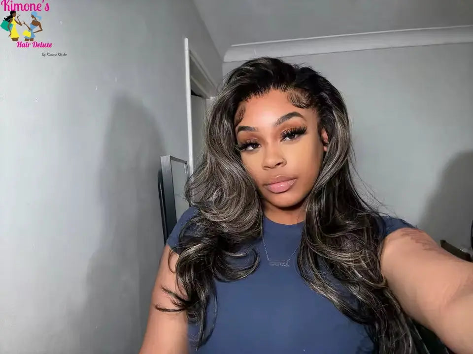 1B/27 Ombre Highlight Body Wave Wig | 13x6 Undetectable HD Lace | Pre-Plucked | Everyday Wear, Glueless | Kimone's Hair Deluxe Kimone's Hair Deluxe