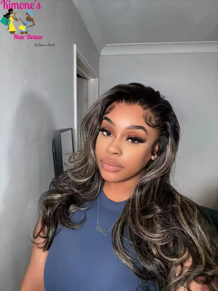 1B/27 Ombre Highlight Body Wave Wig | 13x6 Undetectable HD Lace | Pre-Plucked | Everyday Wear, Glueless | Kimone's Hair Deluxe Kimone's Hair Deluxe