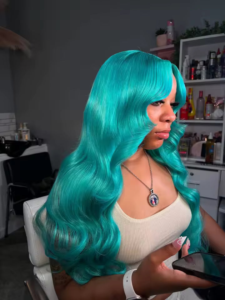 Turquoise Body Wave & Straight Wig | 13x6 HD Lace Front | 100% Virgin Human Hair | Pre-Plucked | Kimone's Hair Deluxe 