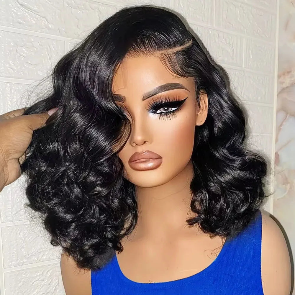 220% Density Body Wave Wear And Go Glueless Human Hair Wigs Bob Wigs For Women Ready To Wear Pre Cut 13x4 Front Wig No Lace Dropshipman