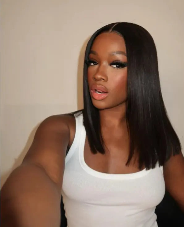 Kinky Straight Bob Wig | Clean Girl Aesthetic | Glueless | 7x5, Kimone's Hair Deluxe