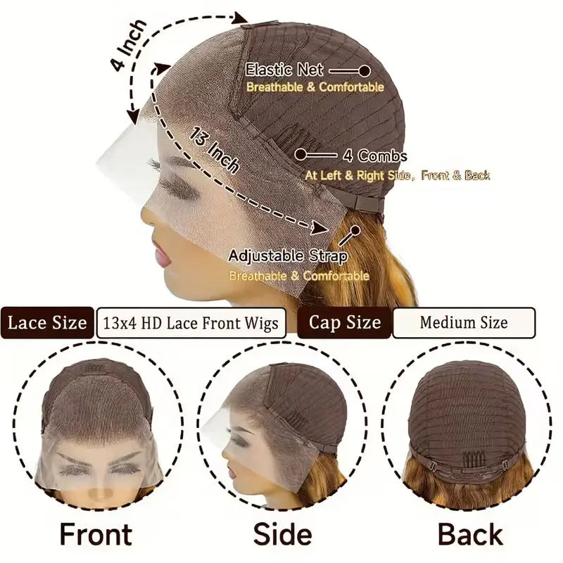 Honey Blonde Bob Wig | Chic Bob Era, 4/27 Highlight | Undetectable HD Lace, Everyday Wear, Glueless | Kimone's Hair Deluxe Kimone's Hair Deluxe