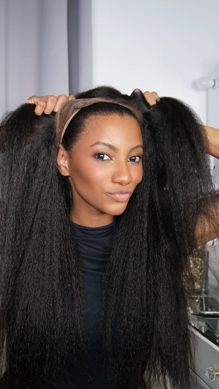 4C Edges Kinky Straight Wig | 13x4 UHD Lace | 220% Density | 100% Virgin Hair | Pre-Cut Lace | Kimone's Hair Deluxe Dropshipman