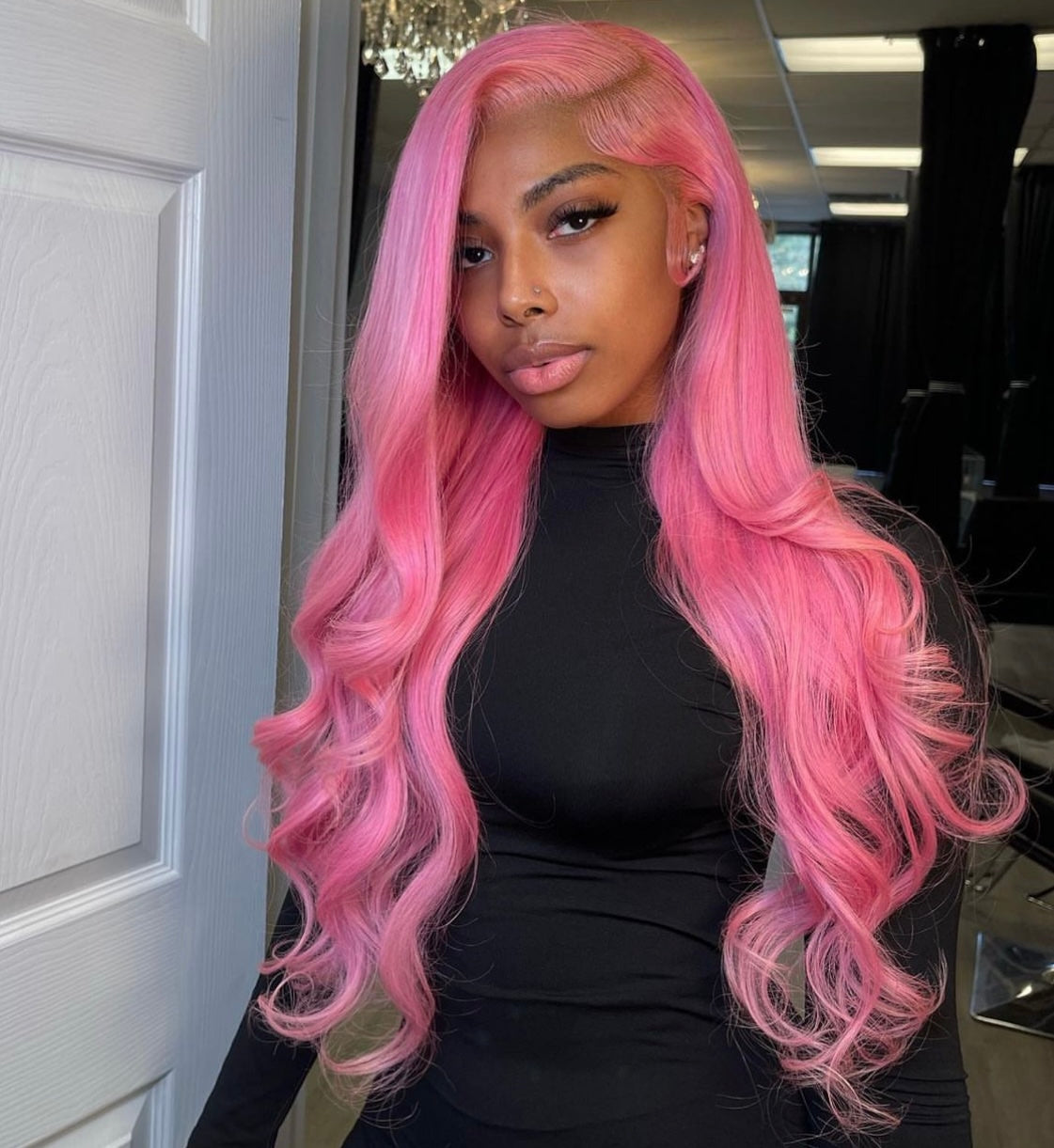 12A Pink Colored 13x4  Lace Wig 180%  HD Transparent Wig 10-26