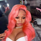 Bold Color Statement Wig | Light Pink Straight Stripe | 13x4 Lace Front | 150% & 180% Density Kimone's Hair Deluxe