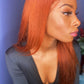 Orange Ginger Straight 13x4  #33 HD Transparent  Lace180%  Peruvian Hair 10-26