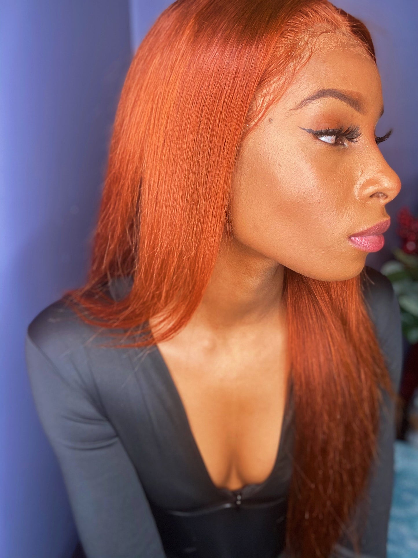 Orange Ginger Straight 13x4  #33 HD Transparent  Lace180%  Peruvian Hair 10-26