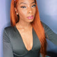 Orange Ginger Straight 13x4  #33 HD Transparent  Lace180%  Peruvian Hair 10-26
