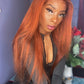 Orange Ginger Straight 13x4  #33 HD Transparent  Lace180%  Peruvian Hair 10-26