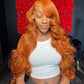 13x4 12A Ginger Bright Orange HD Transparent 180% Lace Front  Body Wave 100%Peruvian Virgin Hair