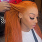 13x4 12A Ginger Bright Orange HD Transparent 180% Lace Front  Body Wave 100%Peruvian Virgin Hair