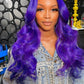 13X4 HD 180% Purple 10A Colored Lace Front PrePlucked Human Hair Wig Straight 8-24