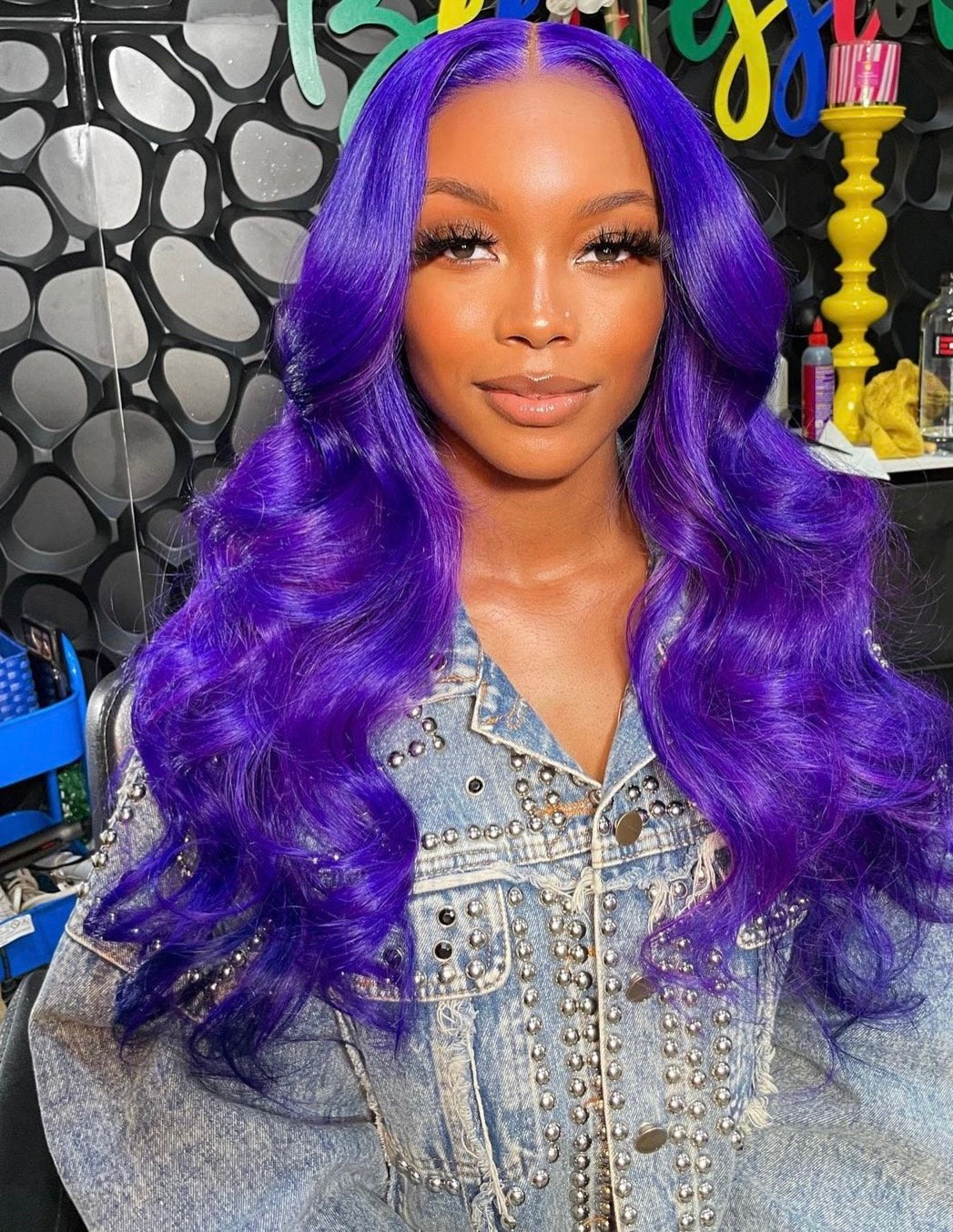 13X4 HD 180% Purple 10A Colored Lace Front PrePlucked Human Hair Wig Straight 8-24
