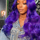 13X4 HD 180% Purple 10A Colored Lace Front PrePlucked Human Hair Wig Straight 8-24