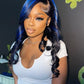 13x4/13x6 HD SKunk stripe Bodywave Black & Blue Highlights 180% Lace front  wig 14-26