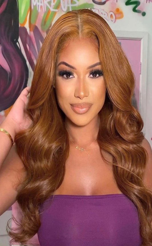 13x6 HD Honey Ombre Brown 180% Unprocessed Virgin Bodywave Transparent Lace front wig