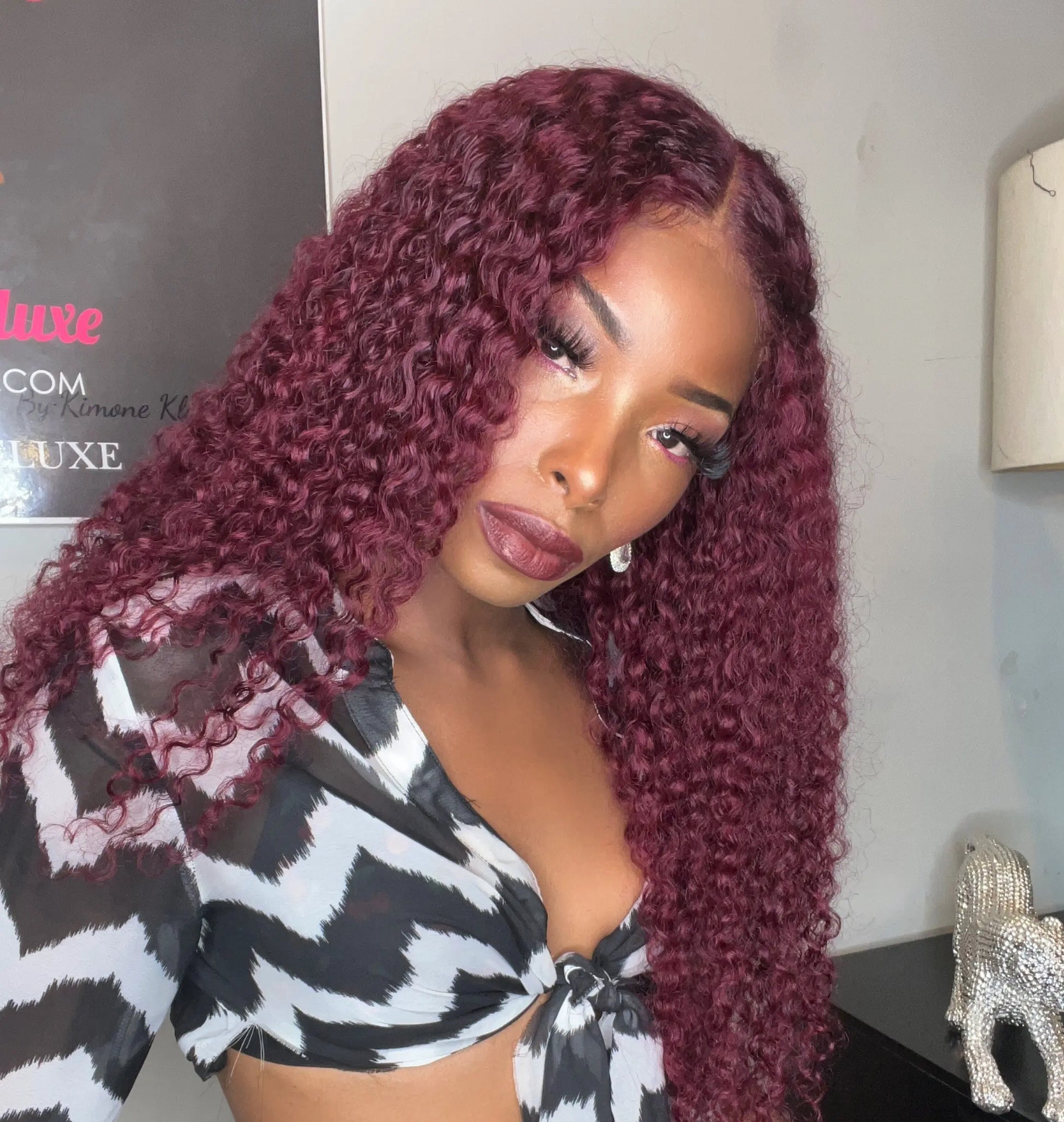 Bold Color | 99J Burgundy Deep Wave Wig | 13x6 HD Transparent Lace | Pre-Plucked | 200% Density | 18"-36" Kimone's Hair Deluxe