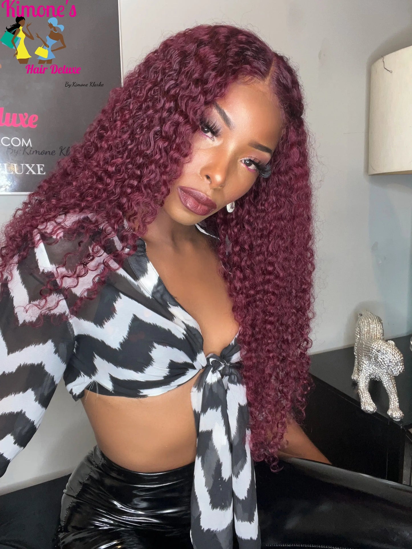 Bold Color | 99J Burgundy Deep Wave Wig | 13x6 HD Transparent Lace | Pre-Plucked | 200% Density | 18"-36" Kimone's Hair Deluxe