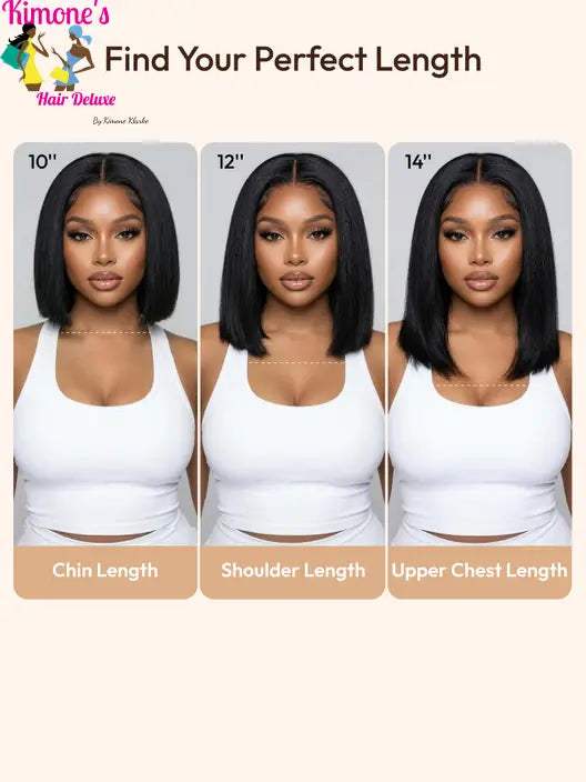 Kinky Straight Bob Wig | Clean Girl Aesthetic | Glueless | 7x5, 13x4, 13x6 HD Lace & 4x4 | Kimone's Hair Deluxe 
