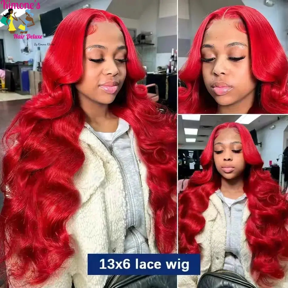 Hot Red 13x6 Hd Lace Frontal Human Hair Wigs Brazilian Colored Body Wave Lace Front Wig 13x4 4x4 5x5 Closure Wig For Women Dropshipman