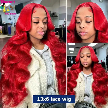 Hot Red 13x6 Hd Lace Frontal Human Hair Wigs Brazilian Colored Body Wave Lace Front Wig 13x4 4x4 5x5 Closure Wig For Women Dropshipman