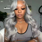 Silver Gray Body Wave & Straight Wig | 13x6 HD Transparent Lace | 200%-220% Density | Brazilian Remy Kimone's Hair Deluxe