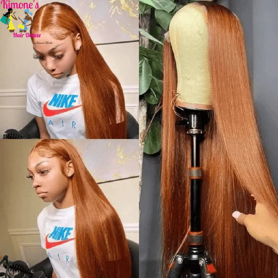 6x4 Glueless Wigs Human Hair Ready To Wear Ginger Blonde Colored Human Hair Lace Closure Wig HD Transparent Lace Front Wigs Dropshipman