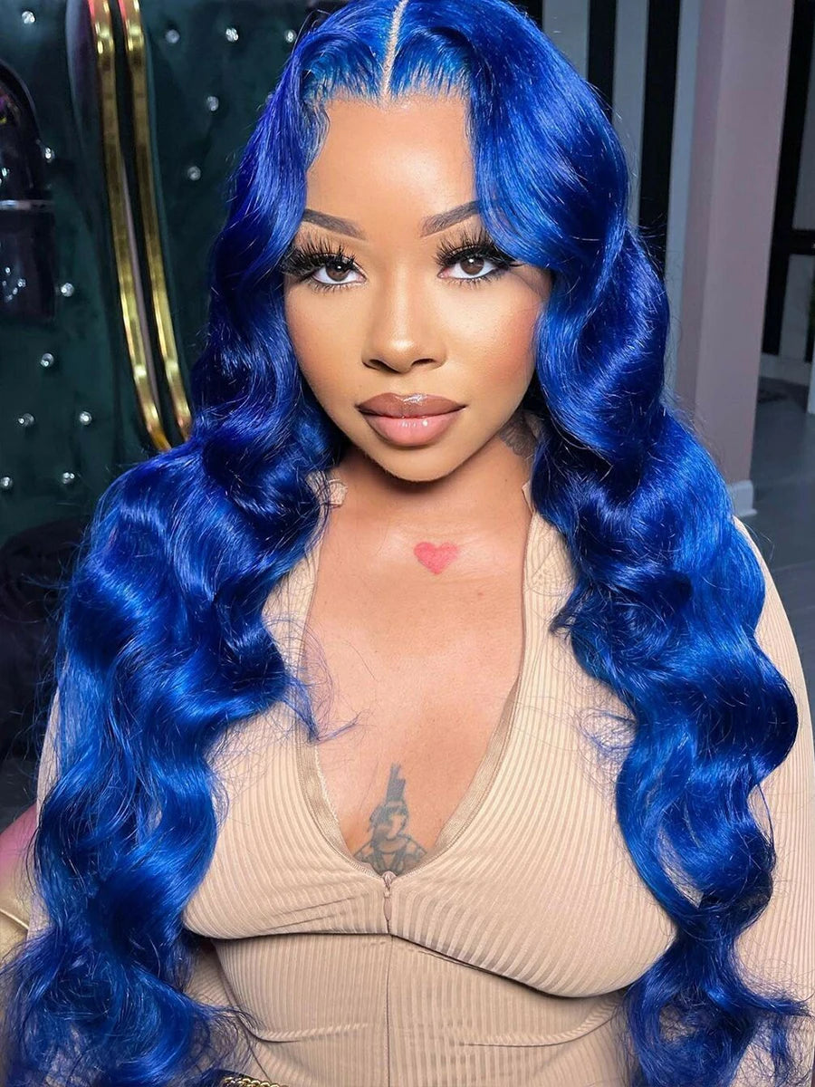 Blue Body Wave & Straight Wig | 13x4 HD Lace Front | Brazilian Human Hair | Pre-Plucked | Kimone's Hair Deluxe