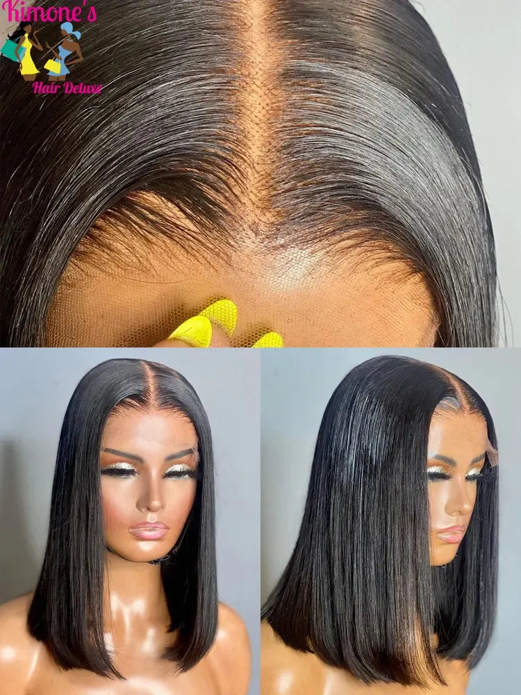 13x4 Lace Front Human Hair Wig Transparent Lace Frontal Wigs For Black Women Short Bob Wig Multiple Remy Straight Natural Wig Dropshipman