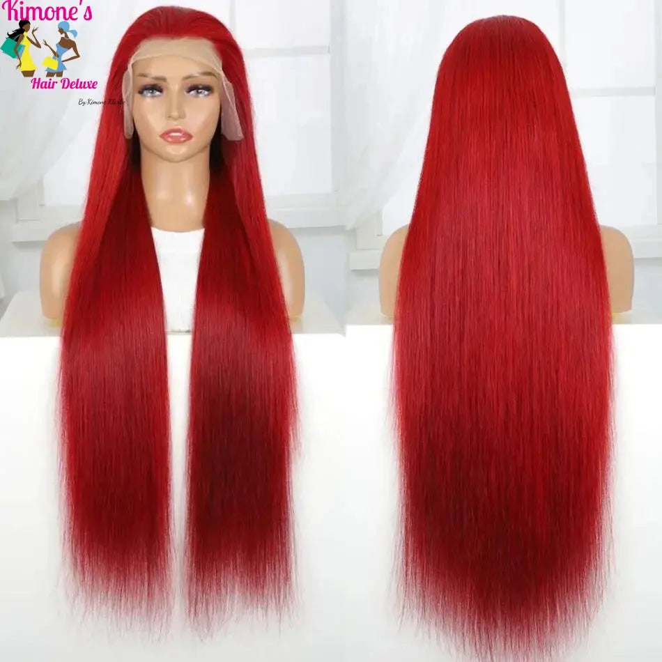 10A 13x6 Hot Christmas Red Colored Human Hair Wigs Tuneful HD Lace Front Human Hair Wigs Brazilian Straight HD Lace Frontal Wigs Dropshipman