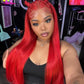 10A 13x6 Hot Christmas Red Colored Human Hair Wigs Tuneful HD Lace Front Human Hair Wigs Brazilian Straight HD Lace Frontal Wigs Dropshipman