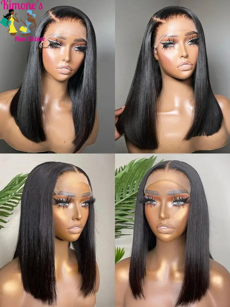 13x4 Lace Front Human Hair Wig Transparent Lace Frontal Wigs For Black Women Short Bob Wig Multiple Remy Straight Natural Wig Dropshipman