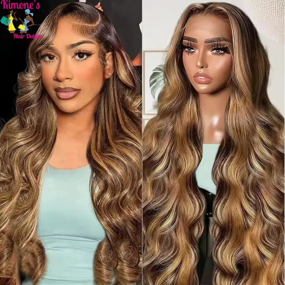 13x6 Glueless Highlight Hd Lace Frontal Wig Human Hair Ombre Colored Honey Blonde Human Hair Wigs Body Wave For Women 5x5 4x4 Dropshipman