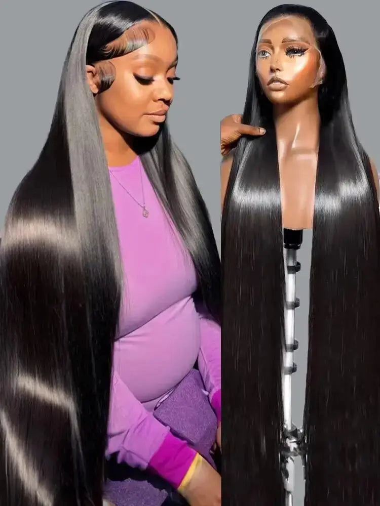 40 46 Inch 200 Density Frontal Wig For Black Women Brazilian Wigs Human Hair 5x5 Bone Straight HD Transparent Lace Front Wigs Dropshipman