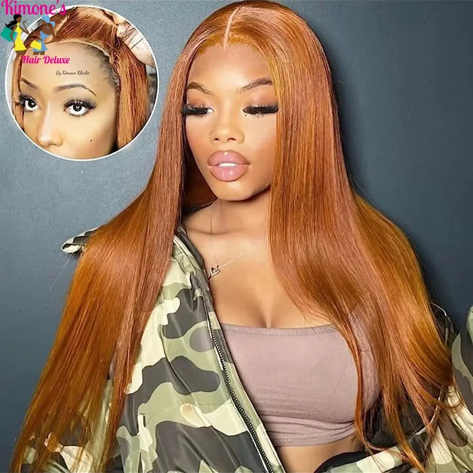 6x4 Glueless Wigs Human Hair Ready To Wear Ginger Blonde Colored Human Hair Lace Closure Wig HD Transparent Lace Front Wigs Dropshipman