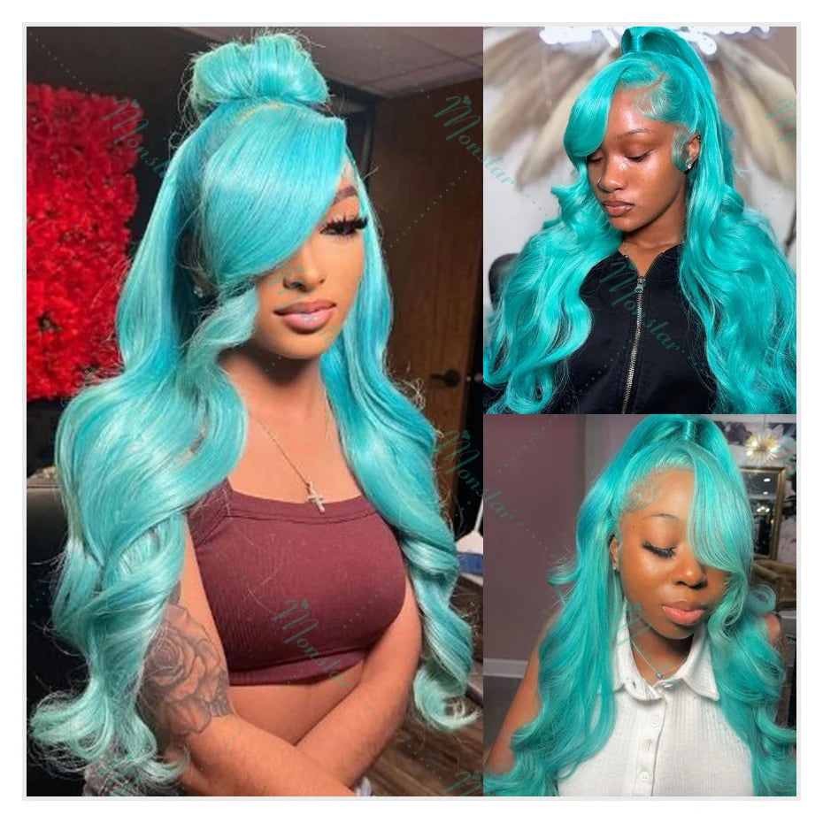 Teal Body Wave Wig | 13x6 HD Lace Front | Brazilian Human Hair | Pre-Plucked | Kimone's Hair Deluxe