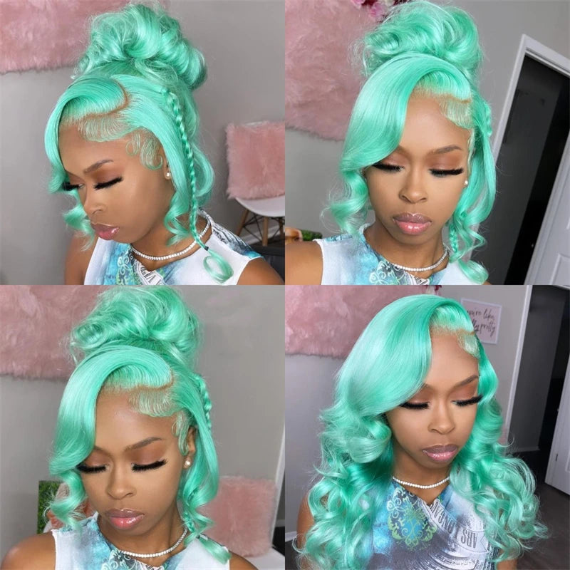 Colored Lace Front Wig | 13x6 Transparent Lace | Pink Grey Green | 200% & 220% Density | 18–44 Inches