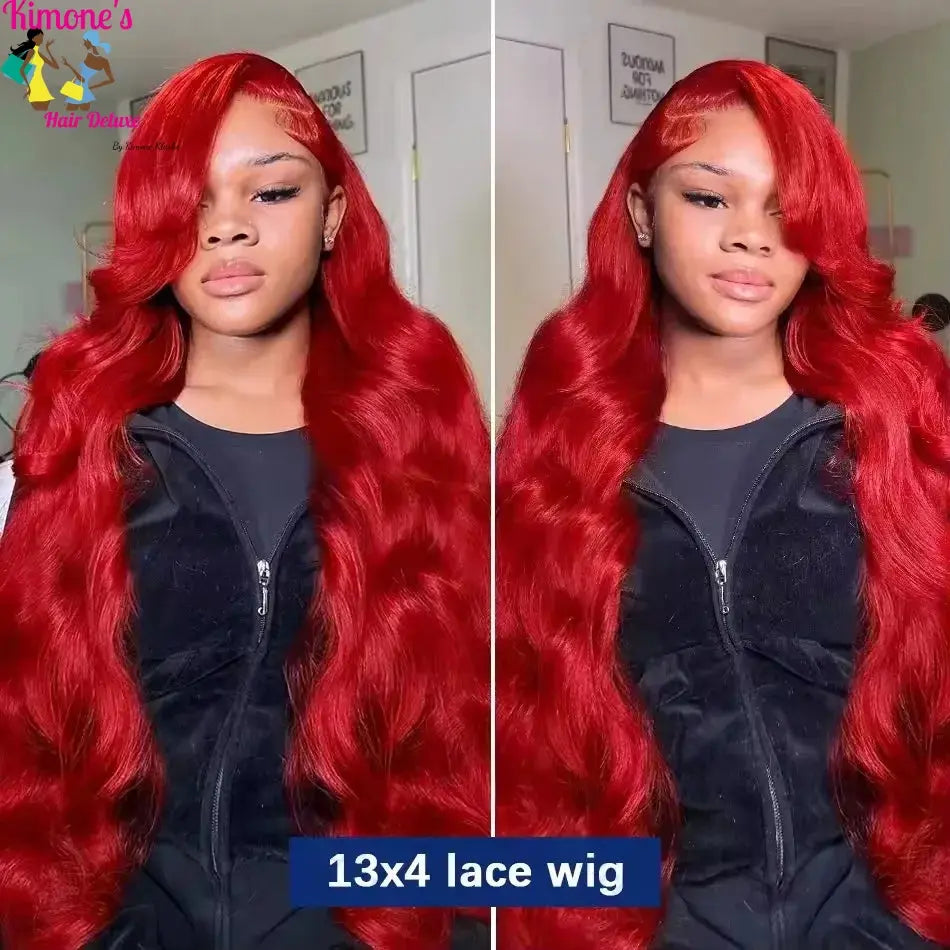 Hot Red 13x6 Hd Lace Frontal Human Hair Wigs Brazilian Colored Body Wave Lace Front Wig 13x4 4x4 5x5 Closure Wig For Women Dropshipman