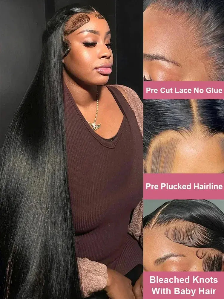 40 46 Inch 200 Density Frontal Wig For Black Women Brazilian Wigs Human Hair 5x5 Bone Straight HD Transparent Lace Front Wigs Dropshipman