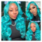 Teal Body Wave Wig | 13x6 HD Lace Front | Brazilian Human Hair | Pre-Plucked | Kimone's Hair Deluxe