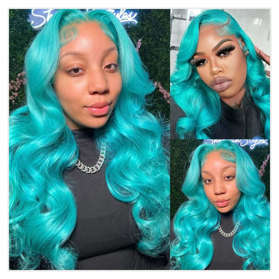Teal Body Wave Wig | 13x6 HD Lace Front | Brazilian Human Hair | Pre-Plucked | Kimone's Hair Deluxe