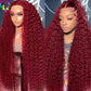 HD Transparent Lace 200 Density 13x4 13x6 Full Frontal Lace 99j Burgundy Preplucked Colored Deep Wave Frontal Human Hair Wig Dropshipman