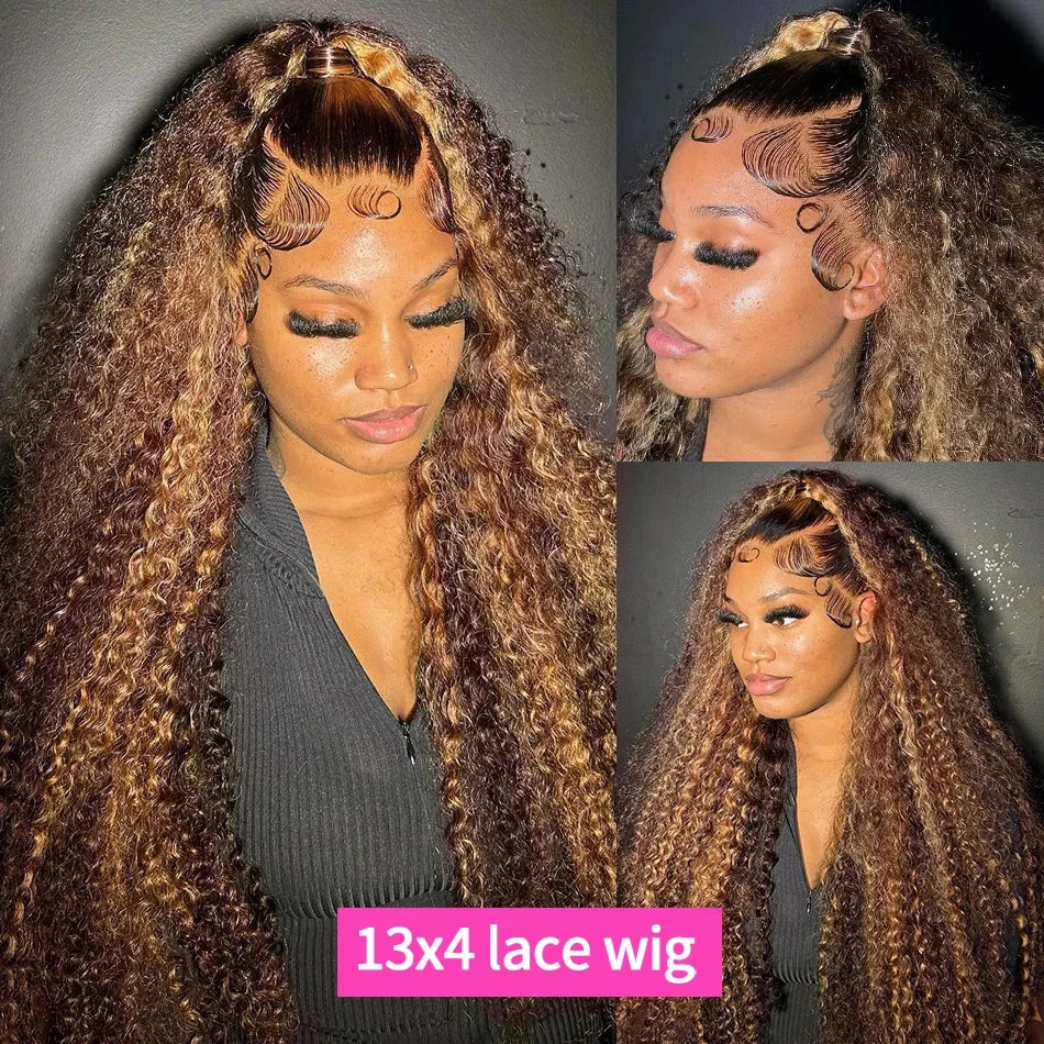 30 36 Inch Curly Highlight Wig Human Hair Honey Blonde 13x4 Lace Front Deep Wave 13x6 Hd Lace Frontal Wig Brazilian For Women Dropshipman