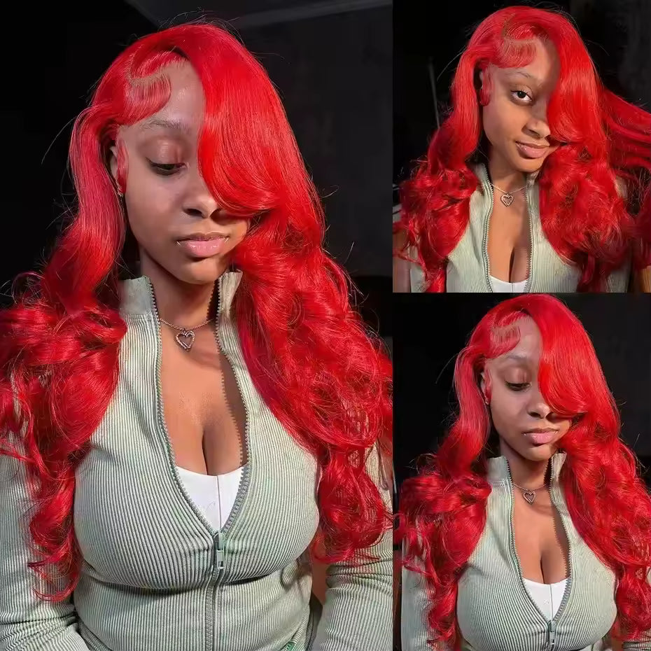 Bold Color Body Wave 13x4 HD Lace Front Wig | Red | Pre-Plucked | 20"-32" Kimone's Hair Deluxe